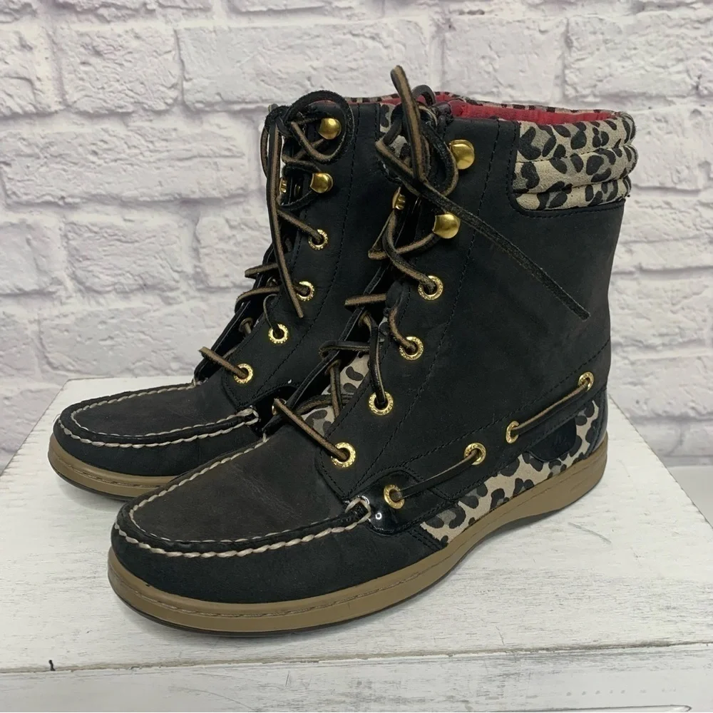 Sperry Top Sider Hikerfish Black Leopard Boots